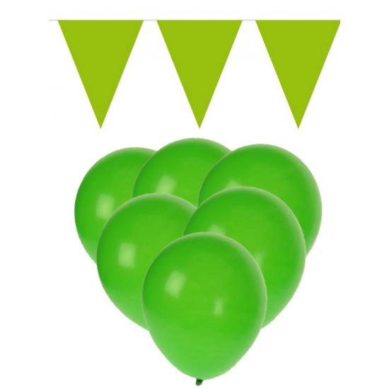 Groene versiering 15 ballonnen en 2 vlaggenlijnen Top Merken Winkel